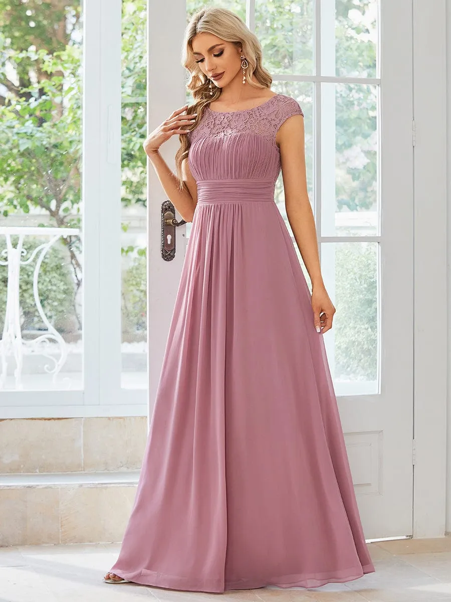 Elegant Chiffon Maxi Formal Evening Dress with Lace Cap Sleeve sold by Ever Pretty product image thumbnail 5