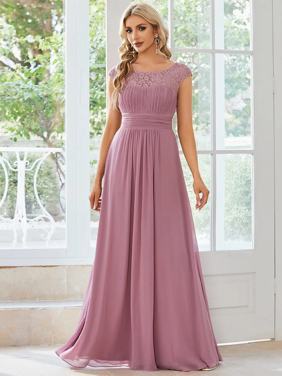 Elegant Chiffon Maxi Formal Evening Dress with Lace Cap Sleeve sold by Ever Pretty product image thumbnail 3