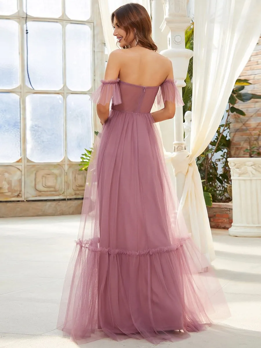 ever LUCIE|Custom Size Off-Shoulder Sweetheart Double Layer Pleated Evening Dress sold by Ever Pretty product image thumbnail 3