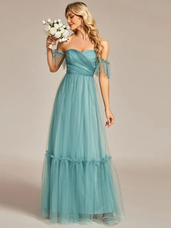 ever LUCIE|Custom Size Off-Shoulder Sweetheart Double Layer Pleated Evening Dress sold by Ever Pretty