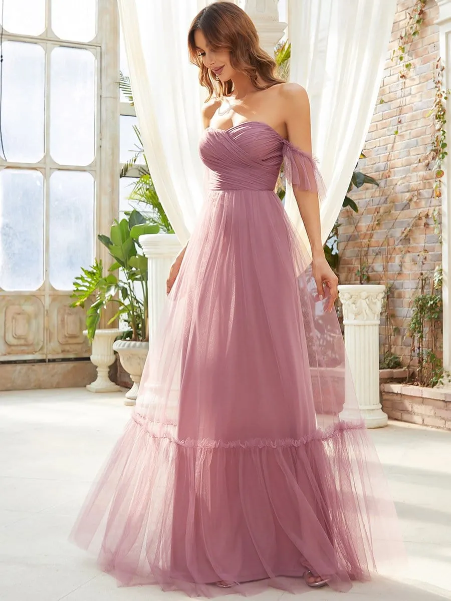 ever LUCIE|Custom Size Off-Shoulder Sweetheart Double Layer Pleated Evening Dress sold by Ever Pretty product image thumbnail 5