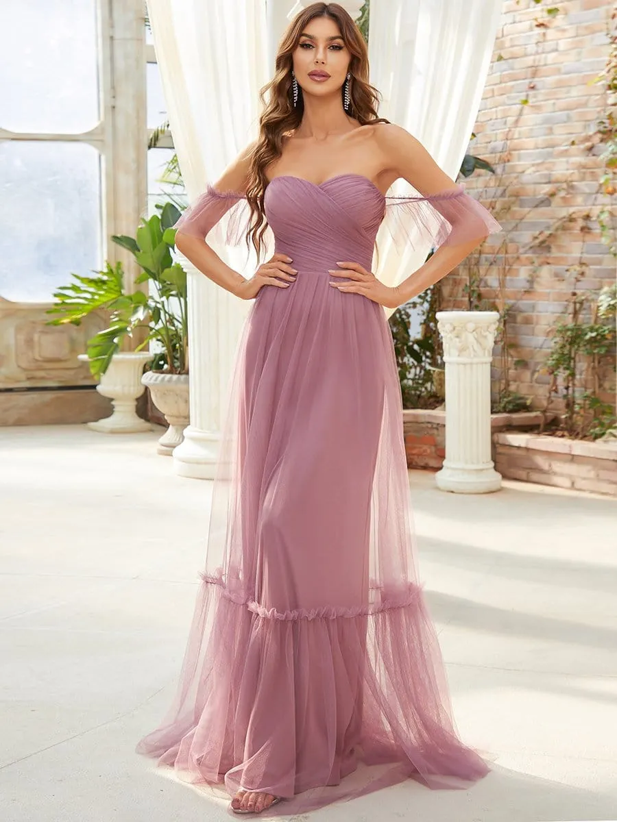 ever LUCIE|Custom Size Off-Shoulder Sweetheart Double Layer Pleated Evening Dress sold by Ever Pretty product image thumbnail 2