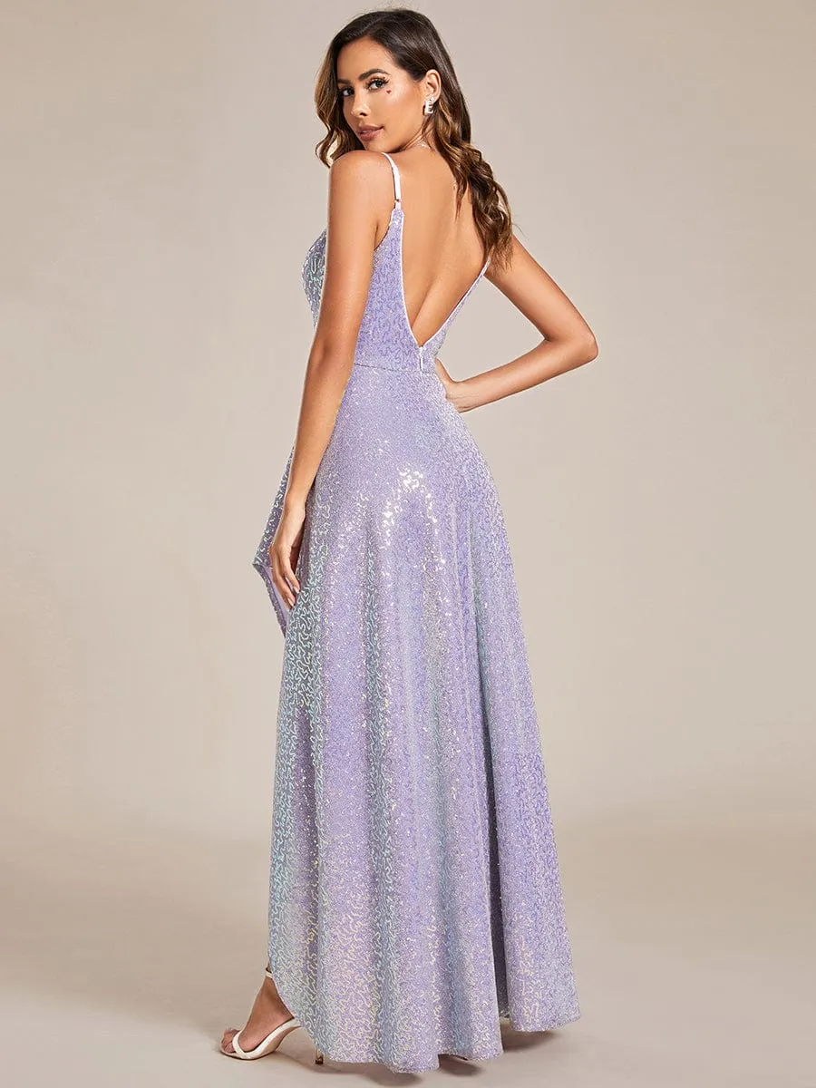 Sparkling Sequin Spaghetti Straps High-Low Backless Evening Dress sold by Ever Pretty product image thumbnail 2