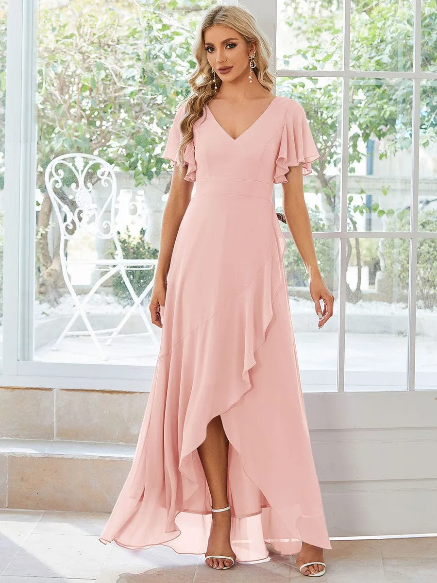 ever OREE|Charming Chiffon Bridesmaid Dress with Lotus Leaf Hemline sold by Ever Pretty product image thumbnail 3