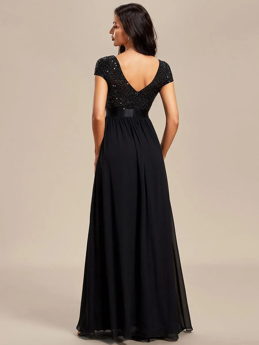 ever MIRAGE|Empire Waist V-Neck Cap Sleeve Chiffon Formal Evening Dress sold by Ever Pretty product image thumbnail 2