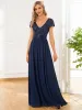 ever MIRAGE|Empire Waist V-Neck Cap Sleeve Chiffon Formal Evening Dress sold by Ever Pretty