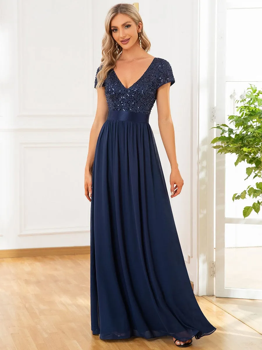 ever MIRAGE|Empire Waist V-Neck Cap Sleeve Chiffon Formal Evening Dress sold by Ever Pretty product image thumbnail 5