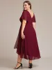pretty AALIA|Plus Size Flowing Chiffon V-Neck Ruffle Sleeves Bridesmaid Dress sold by Ever Pretty