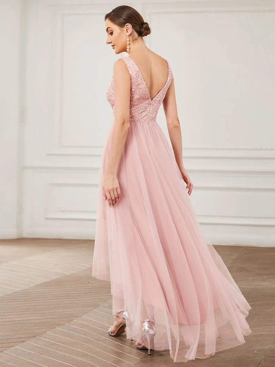 Lace Sleeveless V-Neck Backless High Low Bridesmaid Dress sold by Ever Pretty product image thumbnail 2