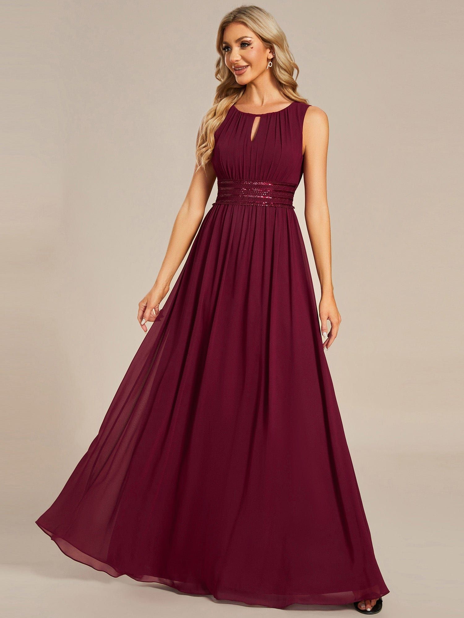 Simple Sleeveless A-line Chiffon Bridesmaid Dess with Hollow Out Detail sold by Ever Pretty product image thumbnail 5