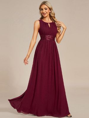 Simple Sleeveless A-line Chiffon Bridesmaid Dess with Hollow Out Detail sold by Ever Pretty