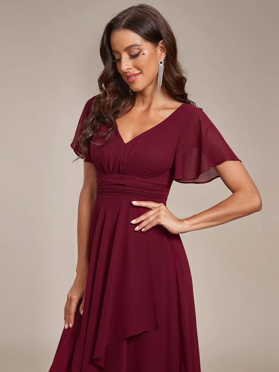Ruffles Sleeve High Slit with Louts Leaf Chiffon Evening Dress sold by Ever Pretty product image thumbnail 5