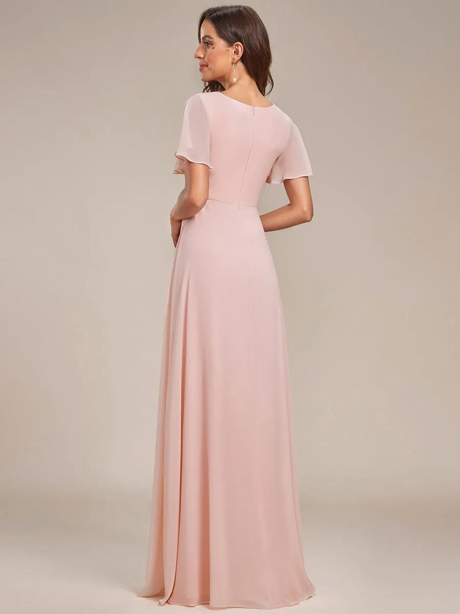 Ruffles Sleeve High Slit with Louts Leaf Chiffon Evening Dress sold by Ever Pretty product image thumbnail 2