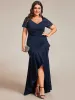 Plus Size High-Low V-Neck Bodycon Fishtail Formal Evening Dress sold by Ever Pretty