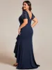 Plus Size High-Low V-Neck Bodycon Fishtail Formal Evening Dress sold by Ever Pretty