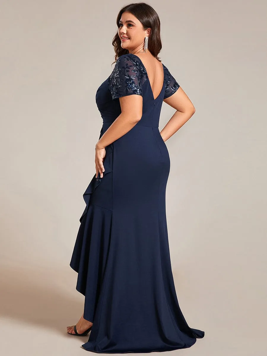 Plus Size High-Low V-Neck Bodycon Fishtail Formal Evening Dress sold by Ever Pretty product image thumbnail 2