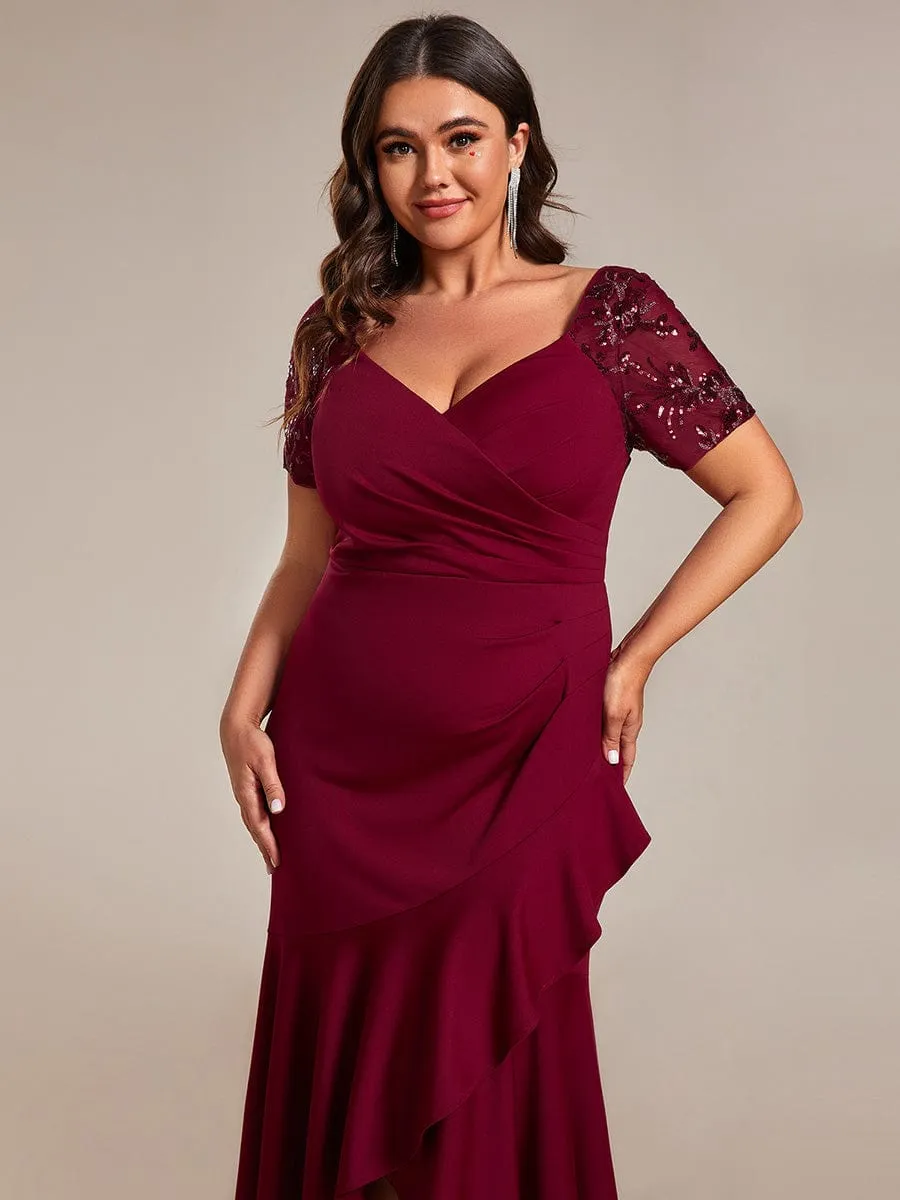 Plus Size High-Low V-Neck Bodycon Fishtail Formal Evening Dress sold by Ever Pretty product image thumbnail 5