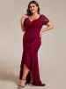 Plus Size High-Low V-Neck Bodycon Fishtail Formal Evening Dress sold by Ever Pretty