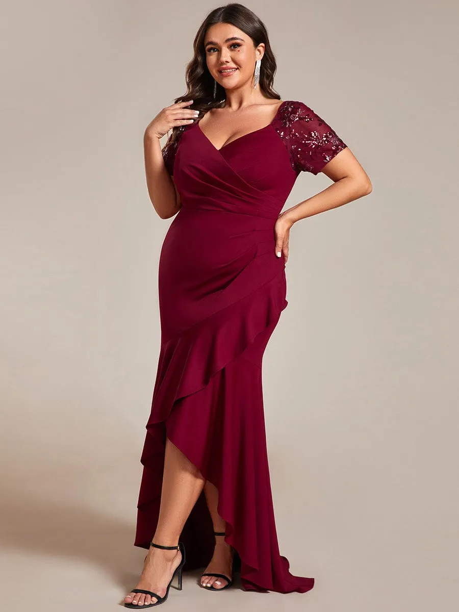 Plus Size High-Low V-Neck Bodycon Fishtail Formal Evening Dress sold by Ever Pretty product image thumbnail 3