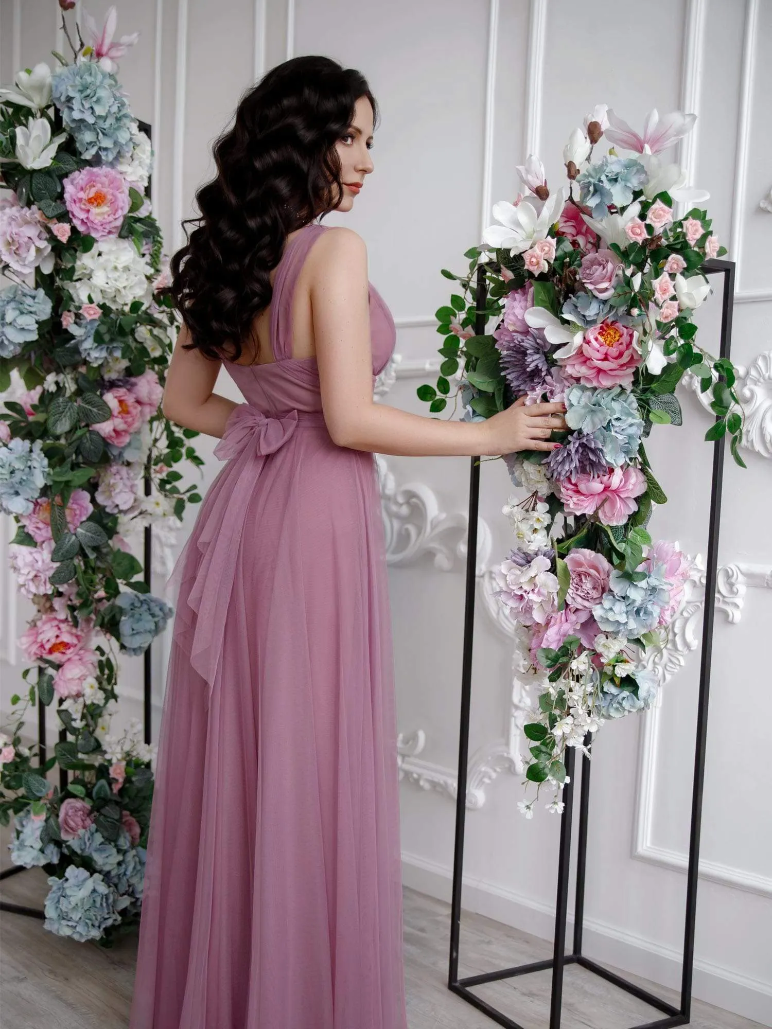 Floor Length Double V Neck Tulle Bridesmaid Dresses sold by Ever Pretty product image thumbnail 5
