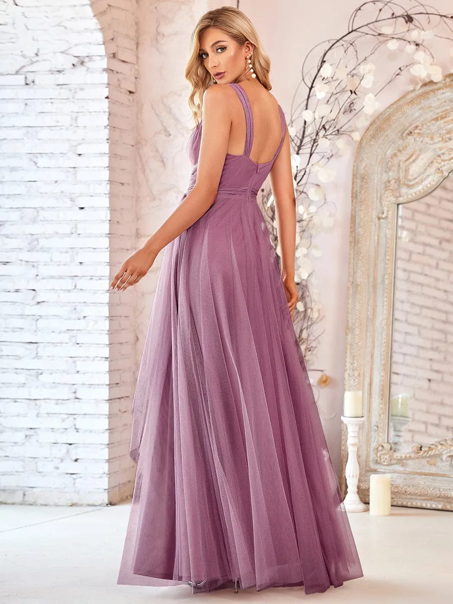 Floor Length Double V Neck Tulle Bridesmaid Dresses sold by Ever Pretty product image thumbnail 2