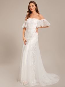 Custom Size Off Shoulder Bodycon Mermaid Lace Wedding Dress sold by Ever Pretty
