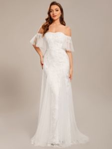 Custom Size Off Shoulder Bodycon Mermaid Lace Wedding Dress sold by Ever Pretty