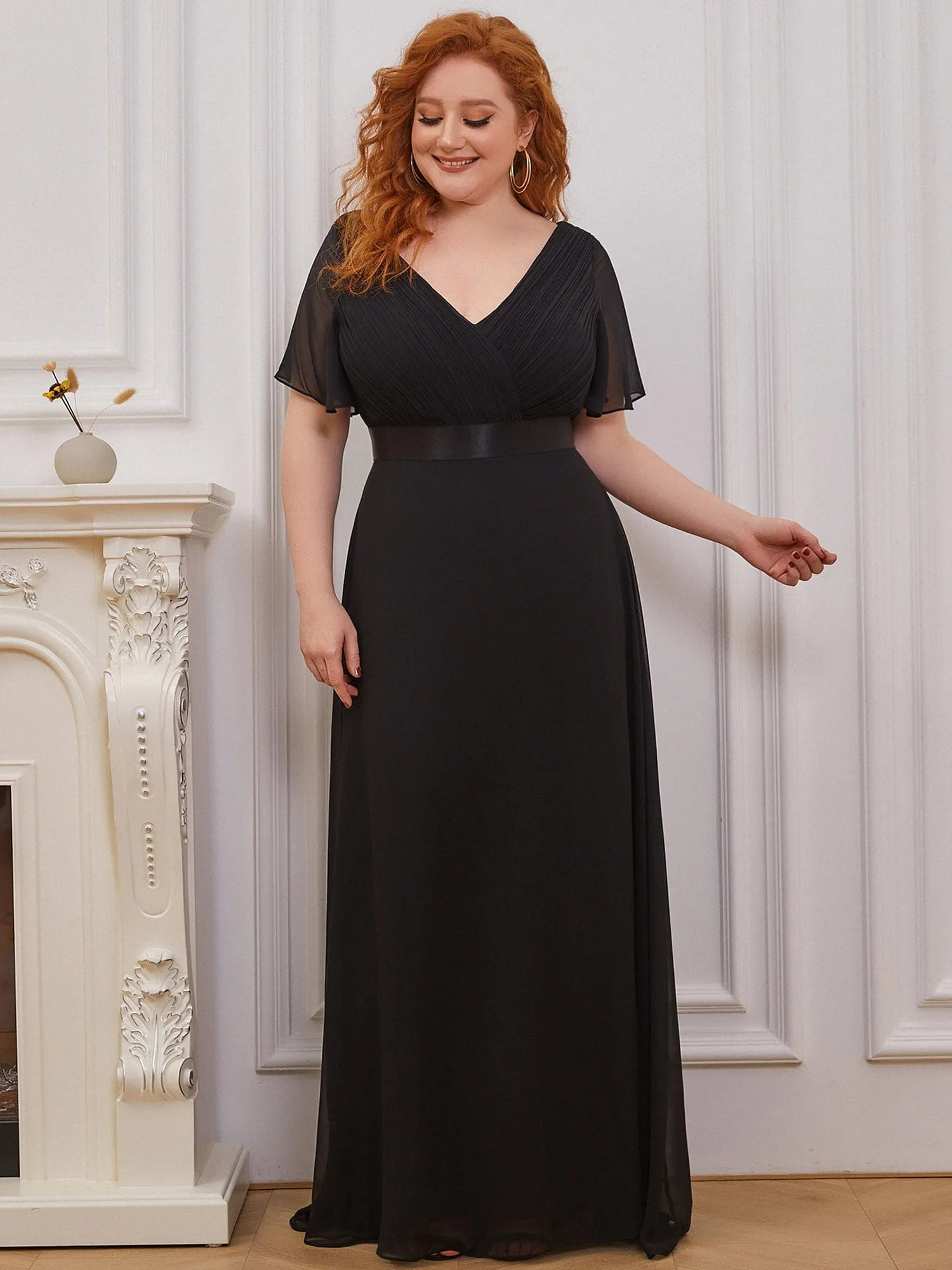 ever SERENNE|Custom Size Flutter Sleeves Chiffon Empire Waist Bridesmaid Dress sold by Ever Pretty product image thumbnail 5