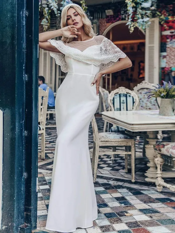 Sweetheart Illusion Neckline Wedding Dress With Ruffle Sleeves sold by Ever Pretty
