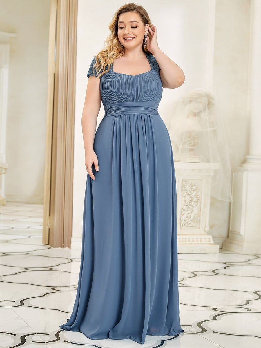 Plus Size Lace Cap Sleeve Ruched Sweetheart A-Line Bridesmaid Dress sold by Ever Pretty