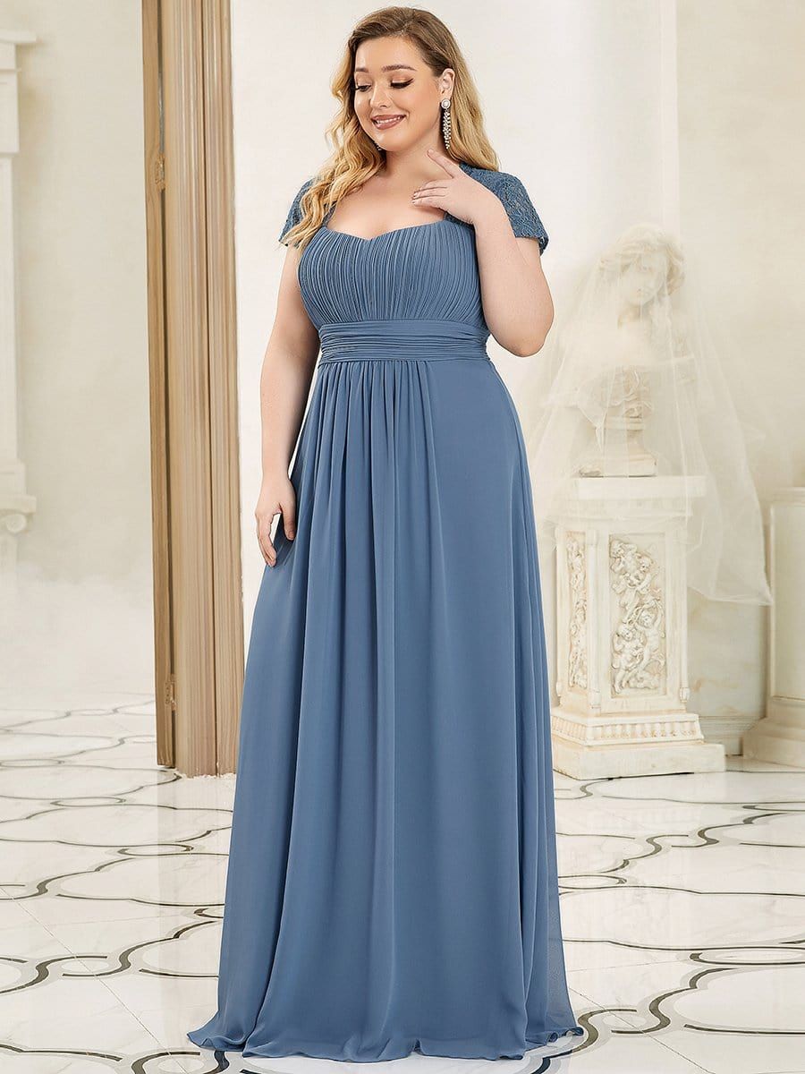 Plus Size Lace Cap Sleeve Ruched Sweetheart A-Line Bridesmaid Dress sold by Ever Pretty product image thumbnail 3