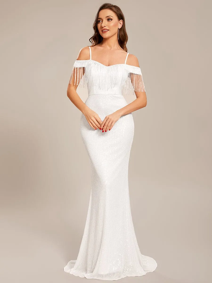 Custom Size Cold Shoulder Long Mermaid Bodycon Sequin Formal Dress sold by Ever Pretty