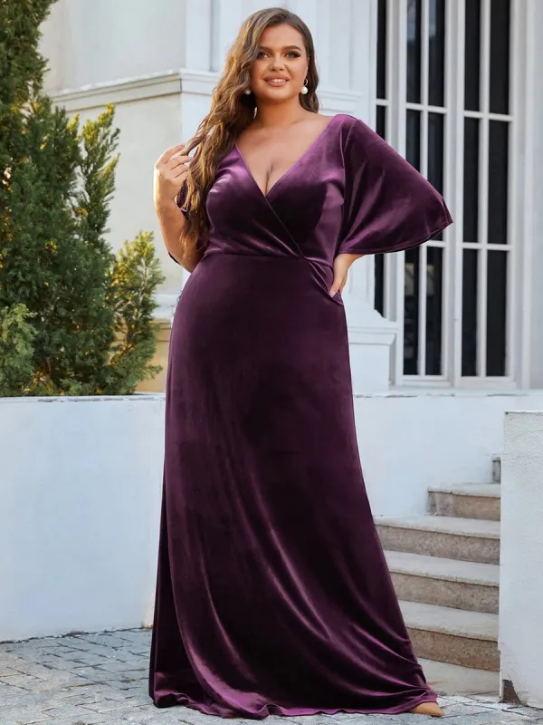 pretty REINE|Vintage Plus Size Velvet Maxi Evening Dress sold by Ever Pretty