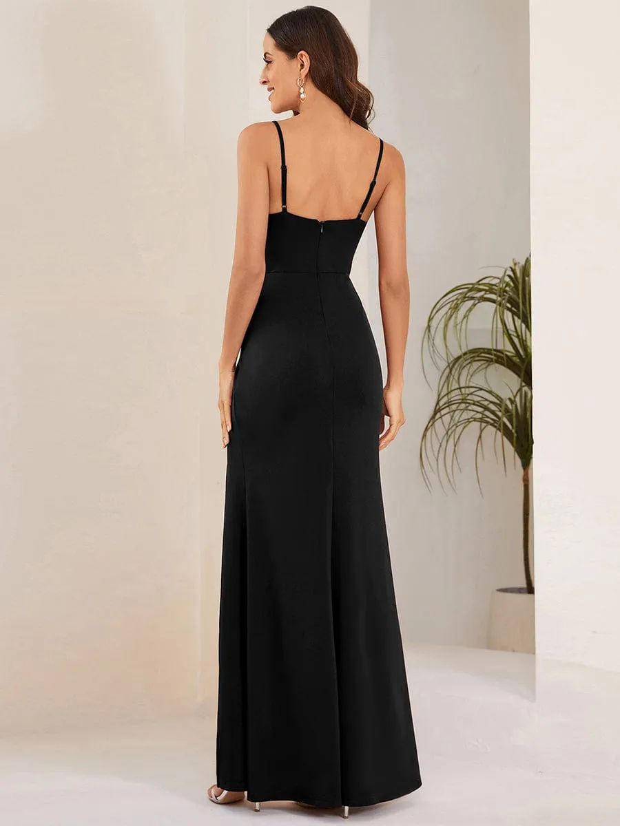 Elegant Pleated Backless High Slit Spaghetti Strap Evening Dress sold by Ever Pretty product image thumbnail 2
