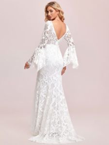 All-Over Lace Bell Sleeve Fishtail Wedding Dress sold by Ever Pretty