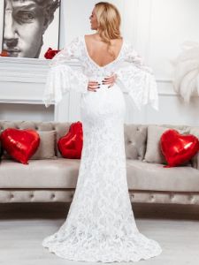 All-Over Lace Bell Sleeve Fishtail Wedding Dress sold by Ever Pretty