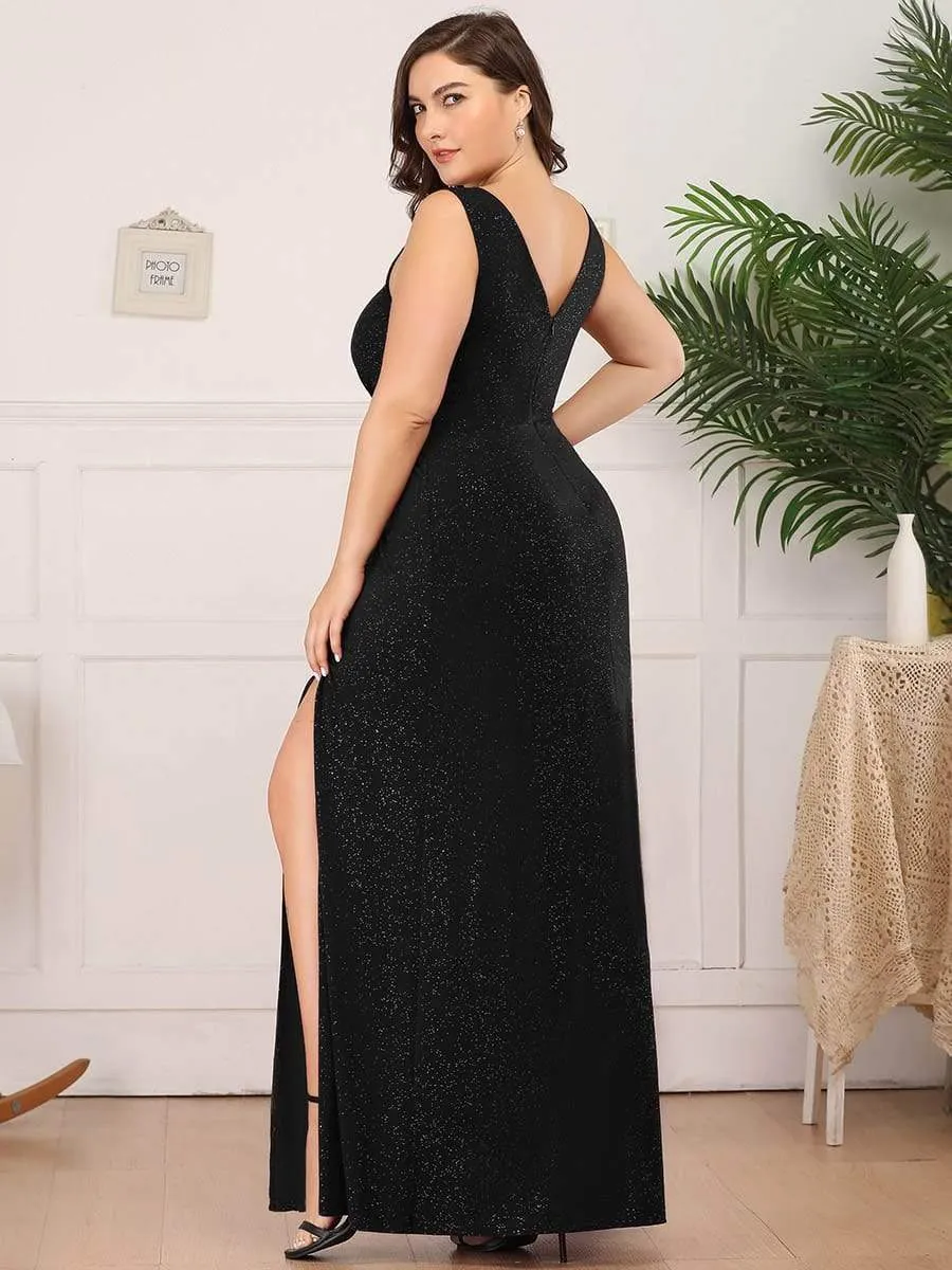 Custom Size Glittery Side Split Deep V-Neck Evening Dress sold by Ever Pretty product image thumbnail 4