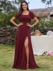 U-Neck and Back Tie High Slit Bridesmaid Dress with Ruffle Sleeves sold by Ever Pretty