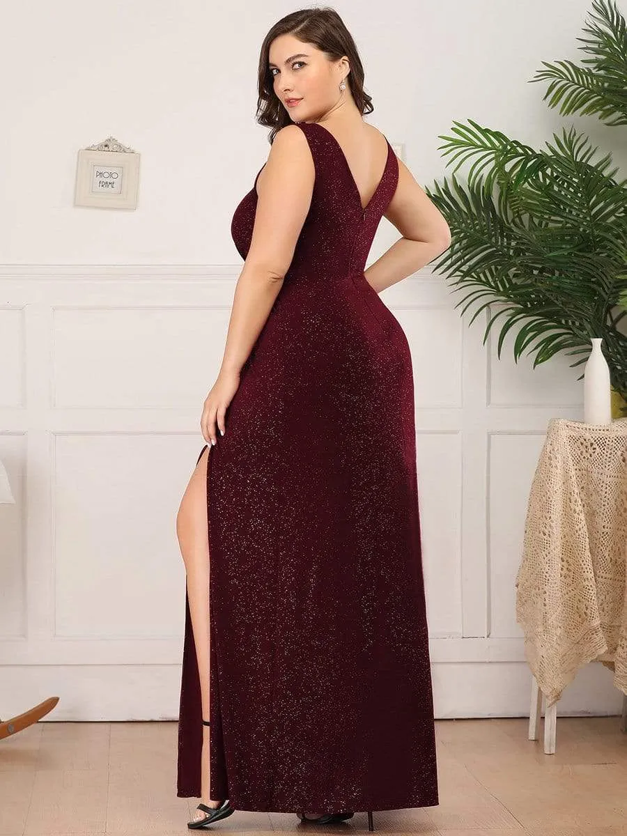 Custom Size Glittery Side Split Deep V-Neck Evening Dress sold by Ever Pretty product image thumbnail 2