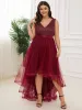 pretty CALLIE|Plus Size Sleeveless Sequin Ribbon Waist Tulle High Low Evening Dress sold by Ever Pretty