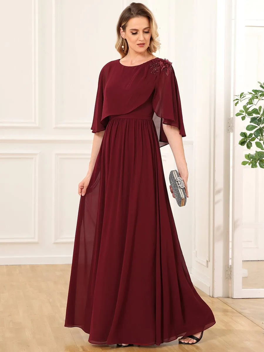 Crew neck A-Line Chiffon Cape Mother of the Bride Dress sold by Ever Pretty product image thumbnail 4