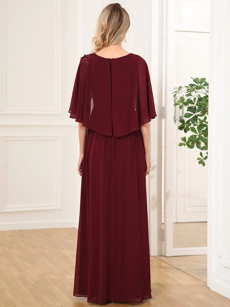 Crew neck A-Line Chiffon Cape Mother of the Bride Dress sold by Ever Pretty product image thumbnail 2