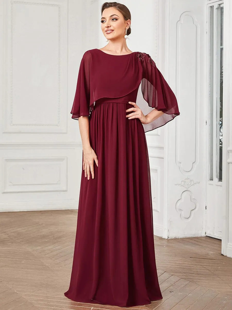 Crew neck A-Line Chiffon Cape Mother of the Bride Dress sold by Ever Pretty product image thumbnail 5