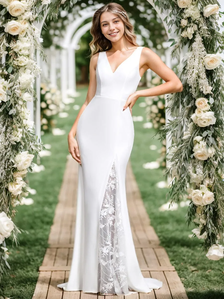 FRANSELLE'S BRIDE|Sleeveless Polyester Mermaid Wedding Dress with Lace-Adorned Back sold by Ever Pretty product image thumbnail 5