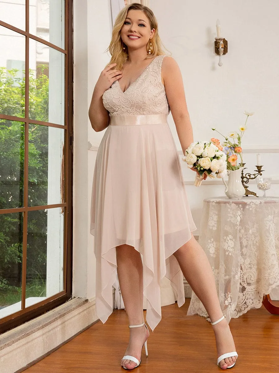 Plus Size Asymmetrical-hem Sleeveless Prom Lace Dress for Women sold by Ever Pretty product image thumbnail 4