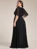 pretty IVYROSE|Plus Size Floral Applique Short Sleeve A-Line Chiffon Formal Evening Dress sold by Ever Pretty