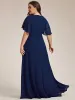 pretty IVYROSE|Plus Size Floral Applique Short Sleeve A-Line Chiffon Formal Evening Dress sold by Ever Pretty