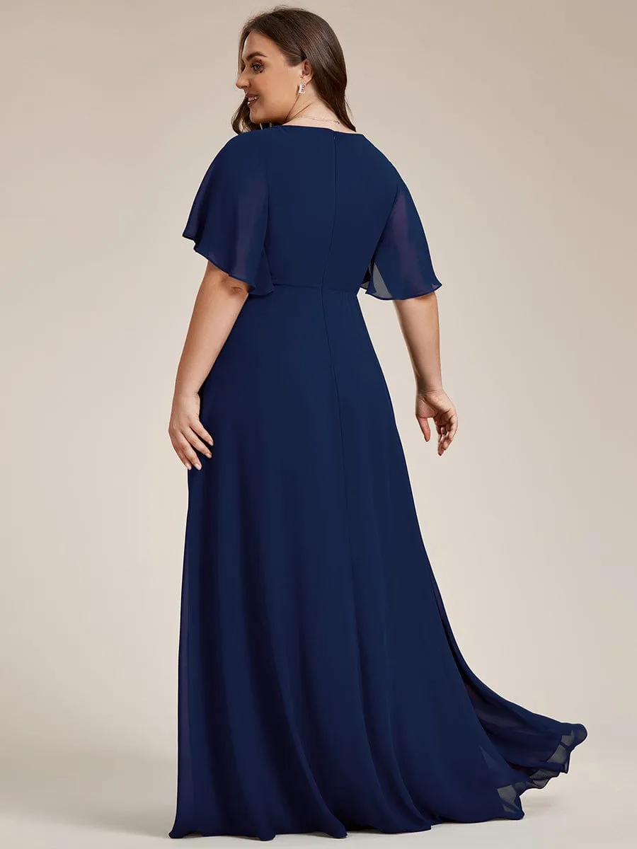 pretty IVYROSE|Plus Size Floral Applique Short Sleeve A-Line Chiffon Formal Evening Dress sold by Ever Pretty product image thumbnail 2