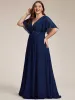 pretty IVYROSE|Plus Size Floral Applique Short Sleeve A-Line Chiffon Formal Evening Dress sold by Ever Pretty