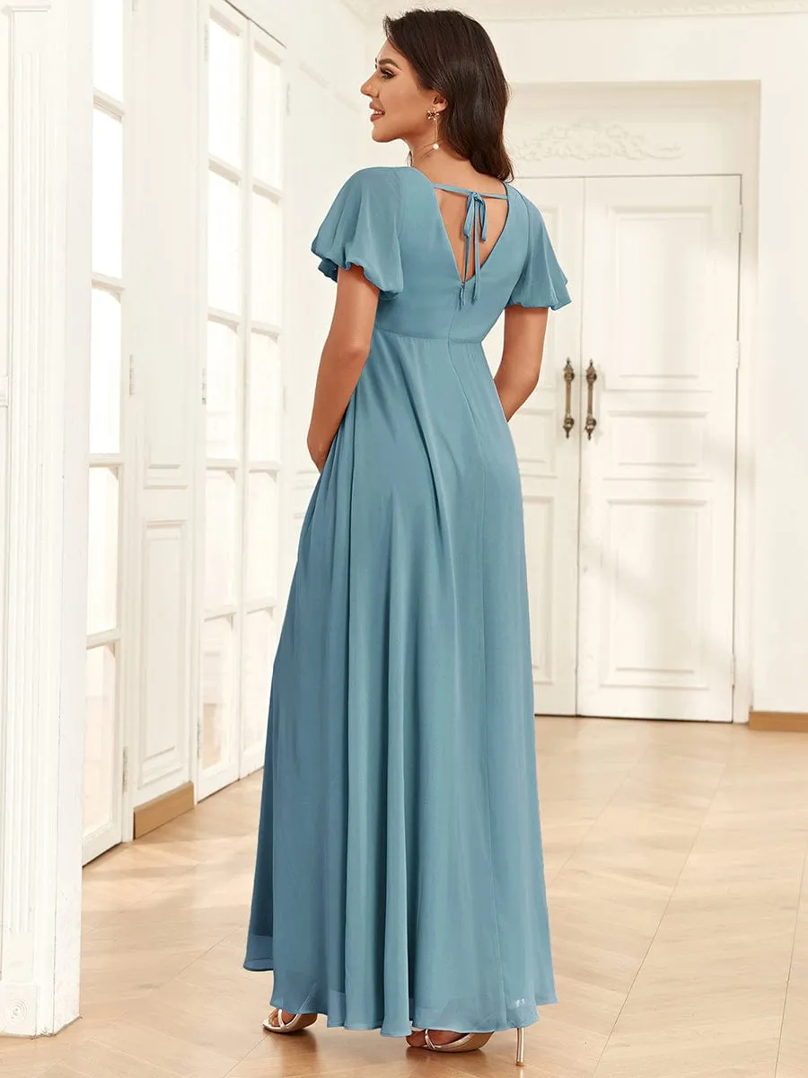 Chiffon Pleated V-Neck Tie-Back A-Line Maternity Dress sold by Ever Pretty product image thumbnail 2